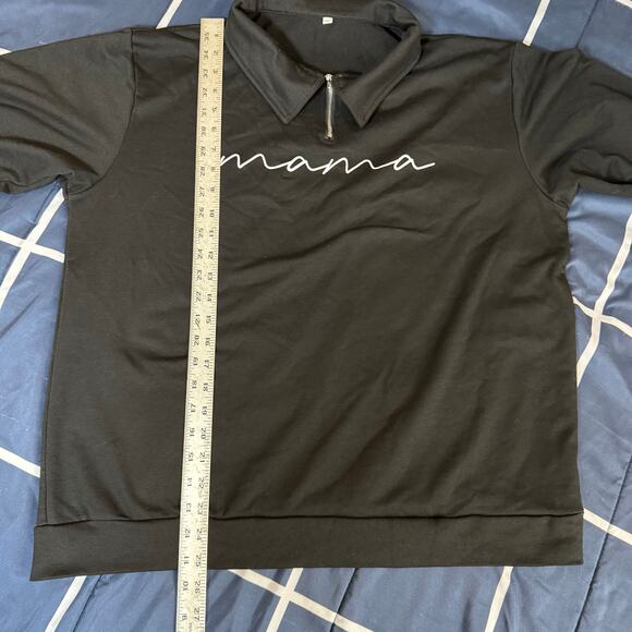 Black "Mama" Quarter-Zip Pullover – Comfy Oversized Sweatshirt Size XL - Picture 6 of 6